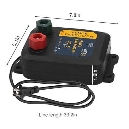 Electric Fence Energizer with Wire 5 Miles/ 20 Acres AC Powered 120 Volt, Plug-in Electric Fence Charger Output 1.2 Joule for Preventing Raccoons, Livestock, Squirrels - style: 5-Mile/ 20 Acres