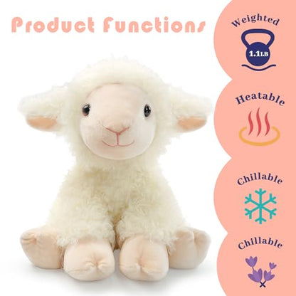 Sheep Stuffed Animal 8.5In Microwavable Weighted Soft Lavender | 1.1Lbs Cute lamb Plush,lightly scented Toy.Calming warmth for bedtime & anxiety.Gift for boys, girls, babies & toddlers. - style: Sheep-Lavender