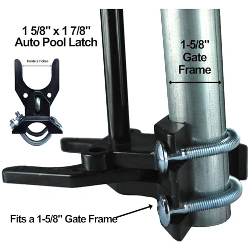 Pool GATE Latch: Chain Link Child Safety Pool Latch (1-5/8" x 1-7/8") - Push Style Pool Gate Latch for 1-5/8" Gate Frames & 1-7/8" Gate Posts - 1 Latch - size: 1-5/8" gate frame X 1-7/8" gate post
