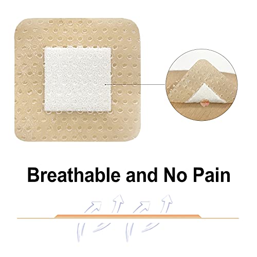Carbou Silicone Foam Dressing with Adhesive Gentle Border,2"x2" Waterproof Wound Dressing,High Absorbency Wound Bandage,Silicone Foam Pad for Wound Care,5 Pack | Adhesive Waterproof Wound Dressing, High Absorbency Wound Bandage, Silicone Foam Pad for Woun