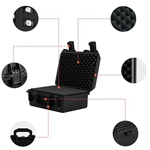 MEIJIA Premium Waterproof Hard Camera Case,Hard Case with customizable fit foam,Full Protection with Light&Convenient Design,Elegant Black (14.21"X11.42"X6.50") - size: 14.21"X11.42"X6.50"