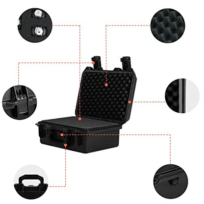 MEIJIA Premium Waterproof Hard Camera Case,Hard Case with customizable fit foam,Full Protection with Light&Convenient Design,Elegant Black (14.21"X11.42"X6.50") - size: 14.21"X11.42"X6.50"