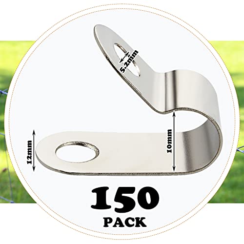 Funrous 150 Pieces Fence Clamp Aluminum Wire Clips Metal Fence Clamps(2, 4, 6 Gauge) Cattle Panel Clips for Tube Pipe Cord Installation