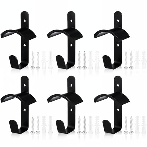 6 Pcs Horse Bridle Rack Wall Mount Black Metal Bridle Holder with Hook and Screws Bracket for Horse Barn Tack Room Stall Storage Derby Day Supplies