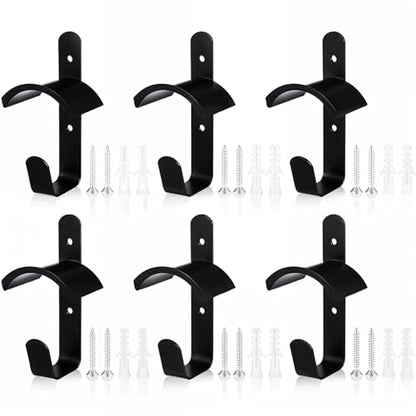 6 Pcs Horse Bridle Rack Wall Mount Black Metal Bridle Holder with Hook and Screws Bracket for Horse Barn Tack Room Stall Storage Derby Day Supplies