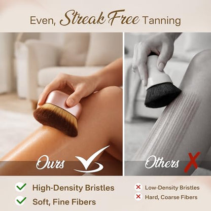 Streak-Free Kabuki Self Tanner Brush, Large Body Makeup Brush,Soft Dense Body Brus h for Self Tanner, Vegan Tanning Brush for Self Tan, Even Coverage, Ideal for Mousse, Lotion & Bronzing Foam, Pink - color: Pink