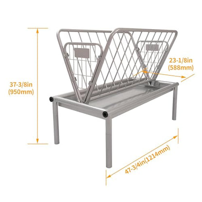 KUAFU 2 in 1 Grain & Hay Feeder, Pasture Livestock Feeder with Steel Frame