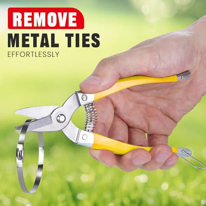 Heavy Duty 304 Stainless Steel Cable Tie Gun Kit-150PCS Metal Zip Ties (3 Sizes), Tensioning/Cutting Tool for Fencing, Chicken Coop, Cable Bundling, Exhaust Repair & Structural Reinforcement