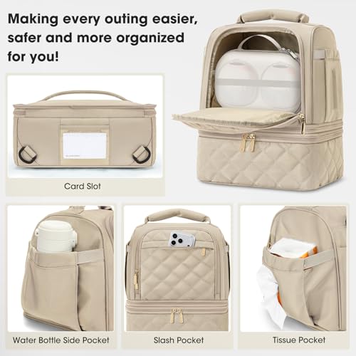 RAINSMORE Wearable Breast Pump Bag, Breast Milk Cooler Travel Bag,Nude - color: Khaki