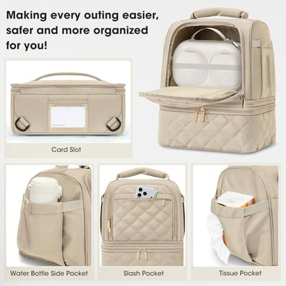RAINSMORE Wearable Breast Pump Bag, Breast Milk Cooler Travel Bag,Nude - color: Khaki