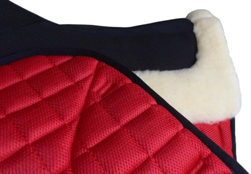 CHALLENGER Horse English Quilted Dressage Square Contoured Lightweight Trail Saddle Pad 72TS30 - color: Red, size: 25" Spine x 22" Drop