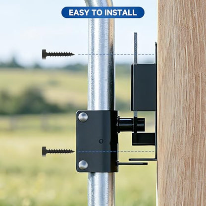 Heavy Duty Two-Way Farm Gate Latch with Padlock Hole, 2 Pack | Two-Way Opening Design; Solid Steel, Weather Resistant; Padlock Compatible; for Farm, Ranch, Pasture, Corral, Stable Gates