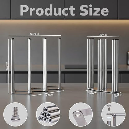 Water Bottle Drying Rack, Cup Drying Rack for Counter, Stainless Steel Tumbler Dryer Stand, Space-Saving Mug & Glass Drying Rack, Heavy-Duty Holder for Cups & Water Bottles (Silver – 10 Pegs) - color: Sliver – 10 Pegs