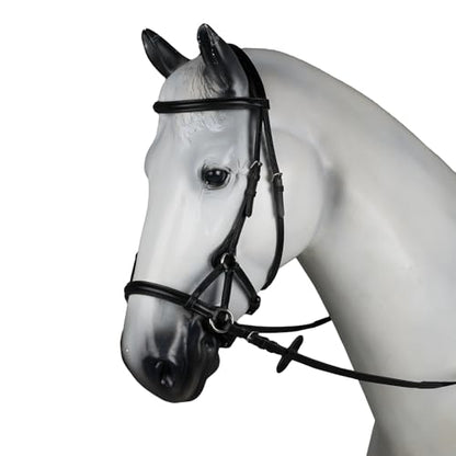 HORZE Denver Soft Leather English Side Pull Bitless Bridle for Horses | Web Reins Included - size: Warmblood