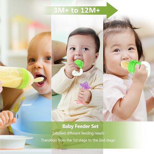 Baby Fruit Feeder Pacifier | Infant Food Feeder Pacifier & Food Dispensing Spoon | Fresh Fruit Teethers for Babies | Silicone Feeder Baby,Mesh teethers for Babies Gifts for Boys and Girls - color: 03-Green