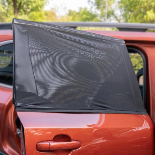 2 Pack Stretchy Mesh Car Rear Side Window Shades, Bug UV Protection Mosquito Net, Breathable Blackout Privacy Baby Car Window Screens, Universal 95% Cars SUVs Camping Accessories - size: Rear Side Window Shade