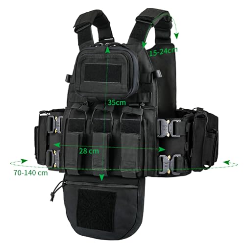YAKEDA Tactical Training Vest with PALS System - Multi-Pocket Adjustable Straps Quick-Release Buckle for Hunting - color: Black2.0