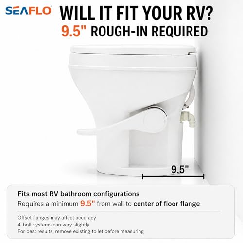 SEAFLO RV Toilet with Sprayer Attachment - White, 18.4” Residential Height, Gravity Flush Foot Pedal Camper Toilet Soft Close Seat Elongated Bowl Motorhome, 4-Year Warranty, SFRTPH-01-02 - color: White-Sprayer