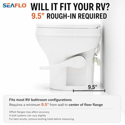 SEAFLO RV Toilet with Sprayer Attachment - White, 18.4” Residential Height, Gravity Flush Foot Pedal Camper Toilet Soft Close Seat Elongated Bowl Motorhome, 4-Year Warranty, SFRTPH-01-02 - color: White-Sprayer