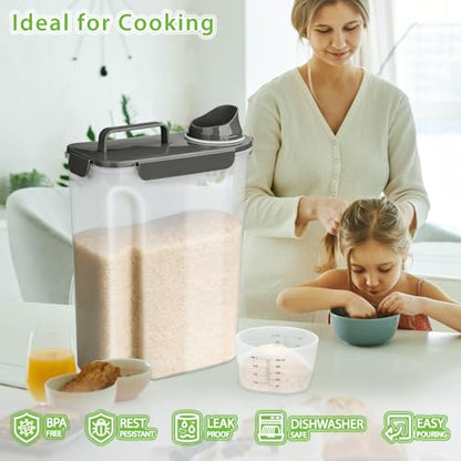 Viretec Rice Storage Container, 15 to 20lb Dry Food Airtight Dispenser, Pet Dog Cat Food Canister, BPA Free Clear Plastic Kitchen and Pantry Organization Bin for Oatmeal, Cereal, Pasta, Flour Grey - color: 10L/Grey