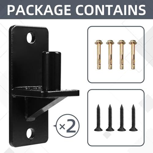 Wall Mount Gate Hinges, Black Farm Gate Hinge, 2 Pack Chain Link Fence Gate Hinge with 5/8 Hinge Pin (Screws Included), Heavy Duty Gate Hinges for Metal Gates Wooden Fences… - color: Black-2PCS