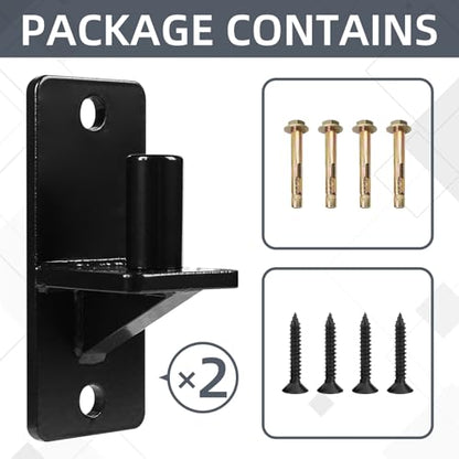 Wall Mount Gate Hinges, Black Farm Gate Hinge, 2 Pack Chain Link Fence Gate Hinge with 5/8 Hinge Pin (Screws Included), Heavy Duty Gate Hinges for Metal Gates Wooden Fences… - color: Black-2PCS