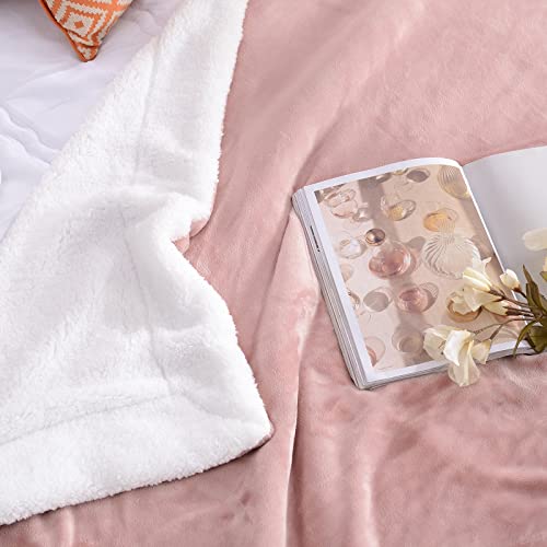 SOCHOW Sherpa Fleece Throw Blanket, Dusty Pink, 50x60 inches - color: Dusty Pink, size: 50"×60"