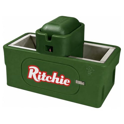 Ritchie Omni-2 Special Green Automatic Livestock Waterer – Heated Stainless Steel Trough, Insulated Energy-Efficient OmniFount Unit for Sheep, Goats, Calves & Small Animals, 120volts, Model 18686