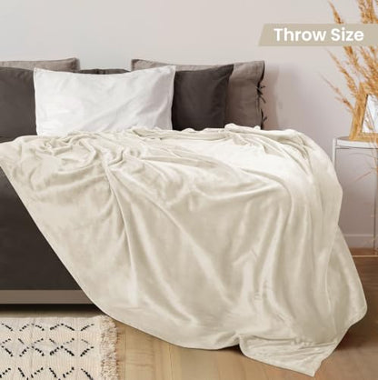 Utopia Bedding Ultra Soft Fleece Bed Blanket Throw Size Linen (50x60 Inch) - color: Linen, size: Throw (50x60 Inch)