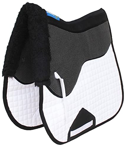 Horse English Quilted All-Purpose Gel Shock Absorbing Saddle Pad 72TS38 - color: White Black