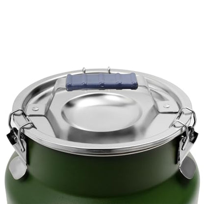 DYNAMI 3.2Gal Stainless Steel Airtight Canister,Large Metal Food Storage Container,Stainless Steel Bucket Milk Can Milk Jug With Lid & Handle, for Kitchen Rice Flour Coffee Bean (Green) - color: Green