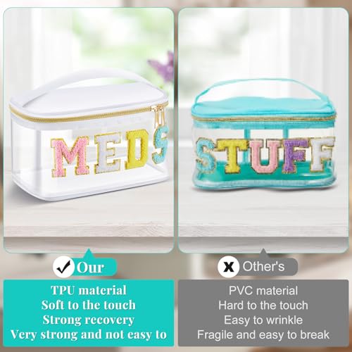 Geetery Chenille Letter Bag, Meds Bag, Travel Medicine Cases, Nylon White Makeup Portable Pouch, Cheerleader Gifts for Women(White, Meds) - color: White, style: Meds