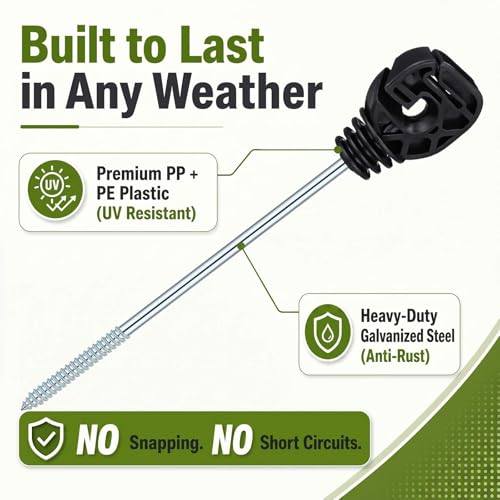 Tandefio 25 Pcs Electric Fence Wire Insulator Stand off Screw in Insulator