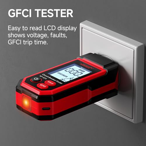 NOYAFA NF-824 Circuit Breaker Finder with LCD Display & GFCI Outlet Tester | Rechargeable NCV AC Electric Tester Circuit Tracer Tool with Flashlight & Adjustable Sensitivity