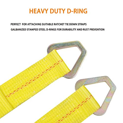 Axle Tie Down Straps - Lab Inspected 10,000lb. Break Strength - Heavy Duty Protective Sleeves & D Rings to Ensure Peace of Mind - Used for Car Engine Hoist, Truck, Trailer, UTV (4-Pack Set)
