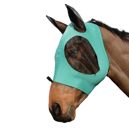 WeatherBeeta Stretch Bug Eye Saver with Ears, Turquoise/Black, Pony - color: Turquoise/Black, size: Pony