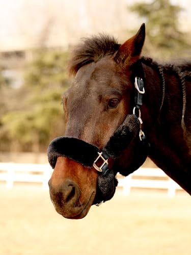 Harrison Howard Fleece Halter Covers for Horses, Set of 9, Prevent Hair Loss Pressure Marks, Padded Horse Halter Fleece Set Black - color: Black