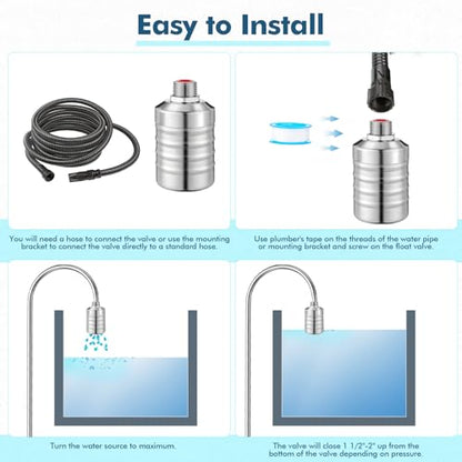 MorningRo 4 Pack Water Float Valve 1/2" to 3/4'' Auto Shut off Water Tank Float Valve 304 Stainless Steel Fully Automatic Level Control for Pool, Livestock Troughs (Classic Style) - style: Classic Style