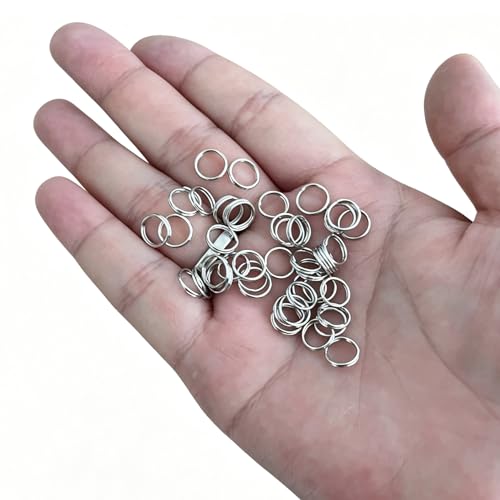 200pcs Silver Jump Ring Split Keyring Mental Connectors for Keychains, Jewelry Making, Pet Collars, Crafts 8mm - size: 8mm