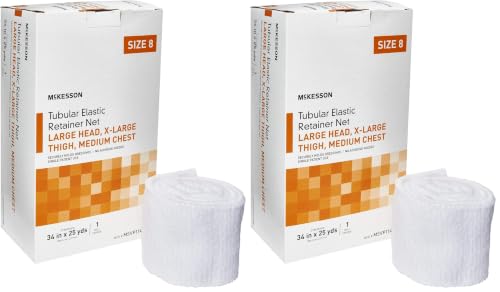 McKesson Tubular Elastic Retainer Net Dressing, Non-Sterile, Head, Thigh, Chest, Size 8, 34 in x 25 yd, 1 Count, 2 Pack - size: Size 8 1 Count (Pack of 2)