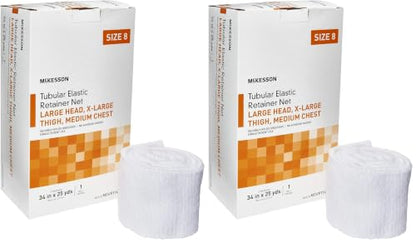 McKesson Tubular Elastic Retainer Net Dressing, Non-Sterile, Head, Thigh, Chest, Size 8, 34 in x 25 yd, 1 Count, 2 Pack - size: Size 8 1 Count (Pack of 2)