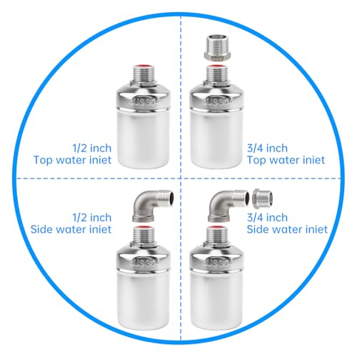Water Float Valve, 1/2inch to 3/4inch 304 Stainless Steel Auto Fill Shut Off Float Valves Fully Automatic Water Level Control - style: Style 4