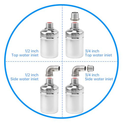 Water Float Valve, 1/2inch to 3/4inch 304 Stainless Steel Auto Fill Shut Off Float Valves Fully Automatic Water Level Control - style: Style 4