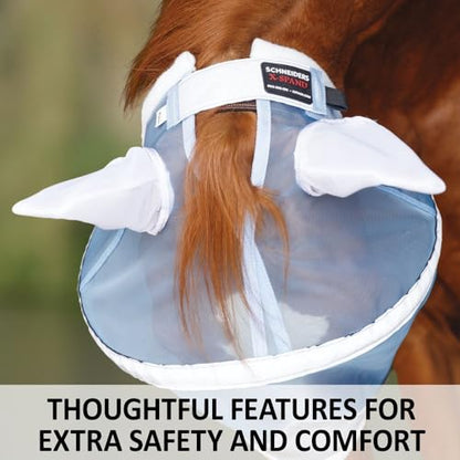 Schneiders X-Spand Mosquito Mesh Sun Visor Fly Horse Mask | 40% UV Shield | X-Spand Spandex Jaw for Secure Fit | Forelock Saver Design