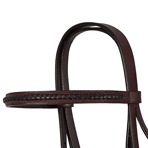 Schneiders Pinnacle Raised Braided Hunter Bridle | Includes Matching Laced Reins for Horses | Handcrafted English Tradition | Chestnut Raised Braiding - color: Chestnut