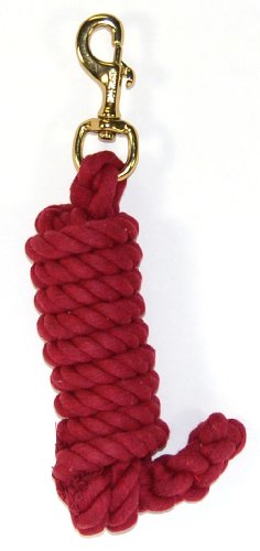 Hamilton Cotton Lead with Brass-Plated Bolt Snap, Wine, 3/4" Thick x 10' Long - color: Wine, size: 3/4" x 10'