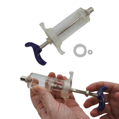 Reusable Veterinary Syringe with Dose Nut (30cc) – Durable Plastic Barrel - size: 30cc