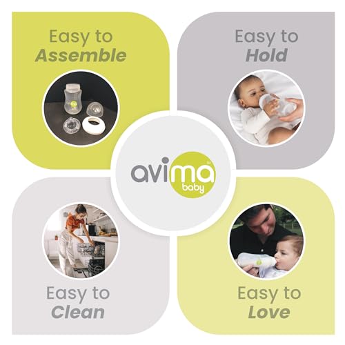 Avima Anti Colic Nipples for Narrow Neck Bottles, 4-7M, (Pack of 6) | Medium Flow. Stage 2.