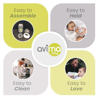 Avima Anti Colic Nipples for Narrow Neck Bottles, 4-7M, (Pack of 6) | Medium Flow. Stage 2.