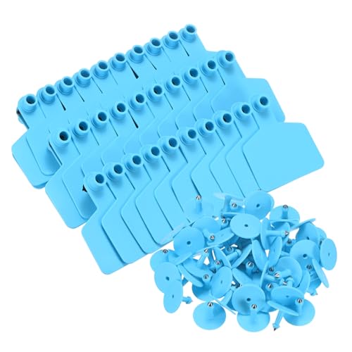 M METERXITY 50-Pack Blank Cattle Ear Tags, TPU Material Large Livestock Ear Tags for Cattle/Pigs/Sheep/Goats [Blue] Blank Livestock Lable Cards - color: Blue